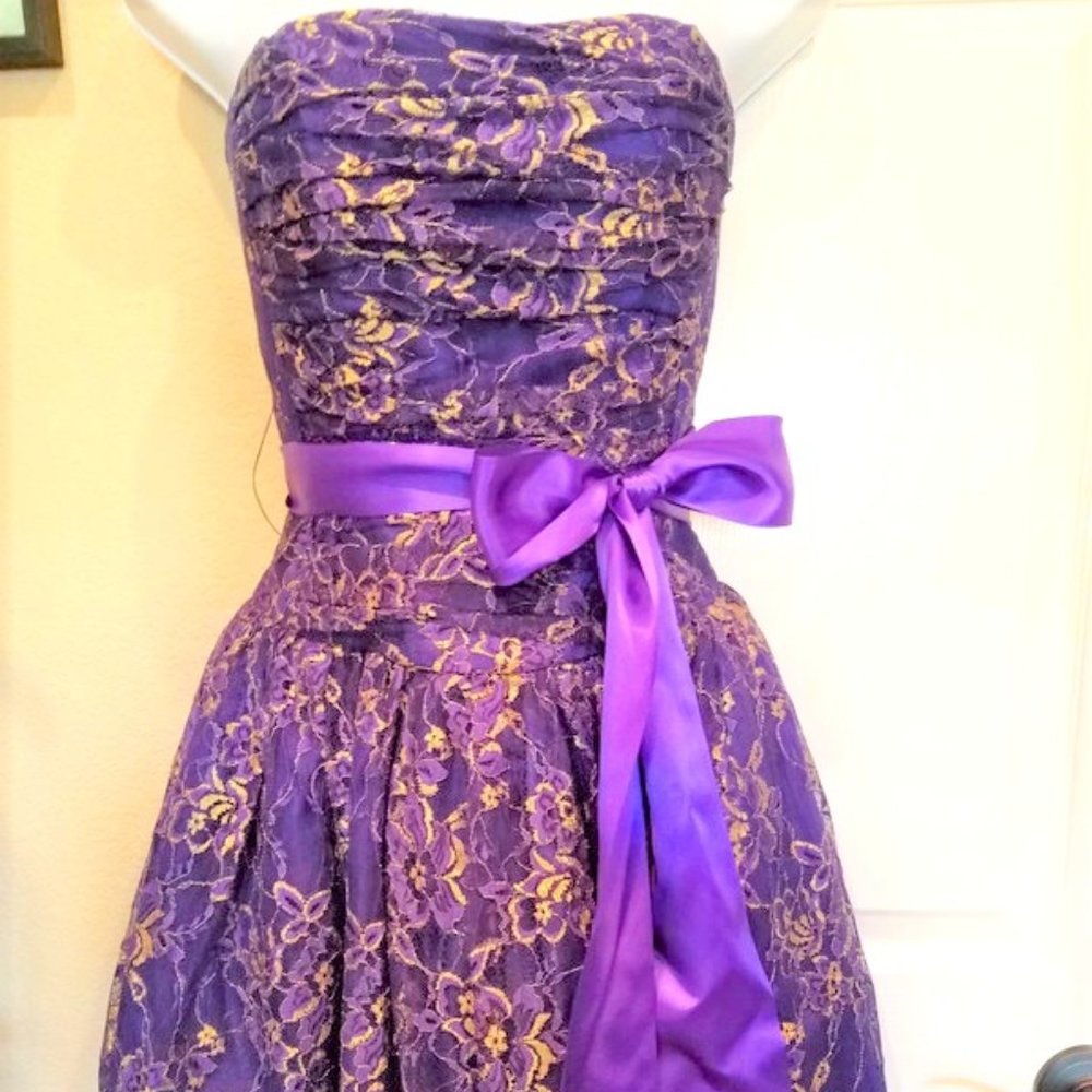 Jessica McClintock gold & purple party / dance dress